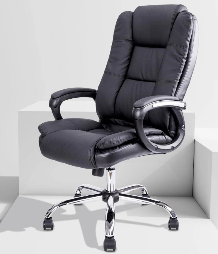 Desk Chair - PU Leather Brown High Back