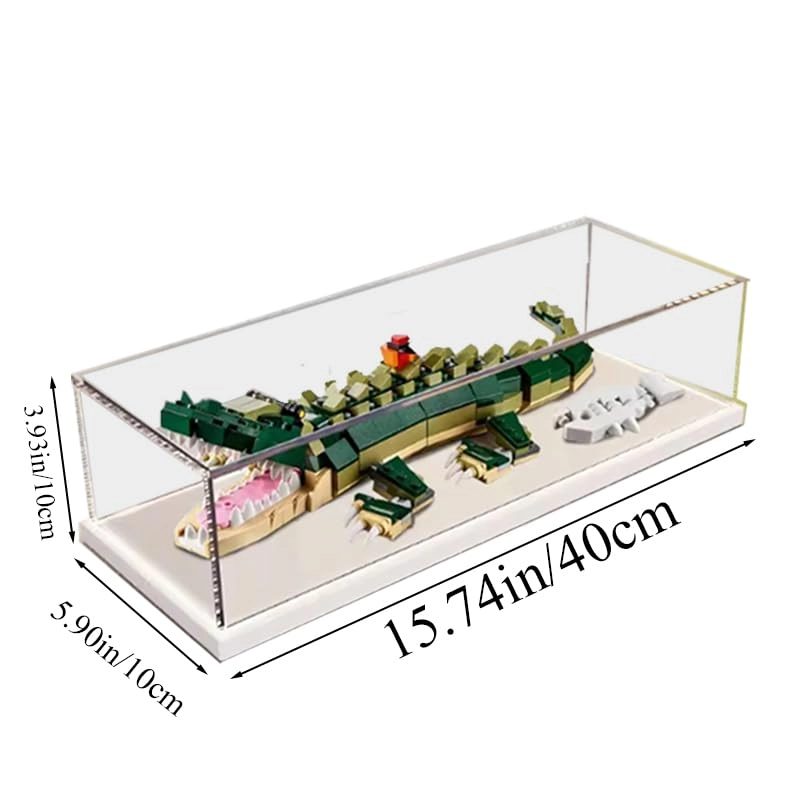 Clear Acrylic Display Case for 31121 - 15.74x5.90x3.93in. White Bottom