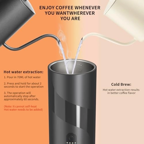 Portable Coffee Machine - 100 Milliliters Grounds&Capsules