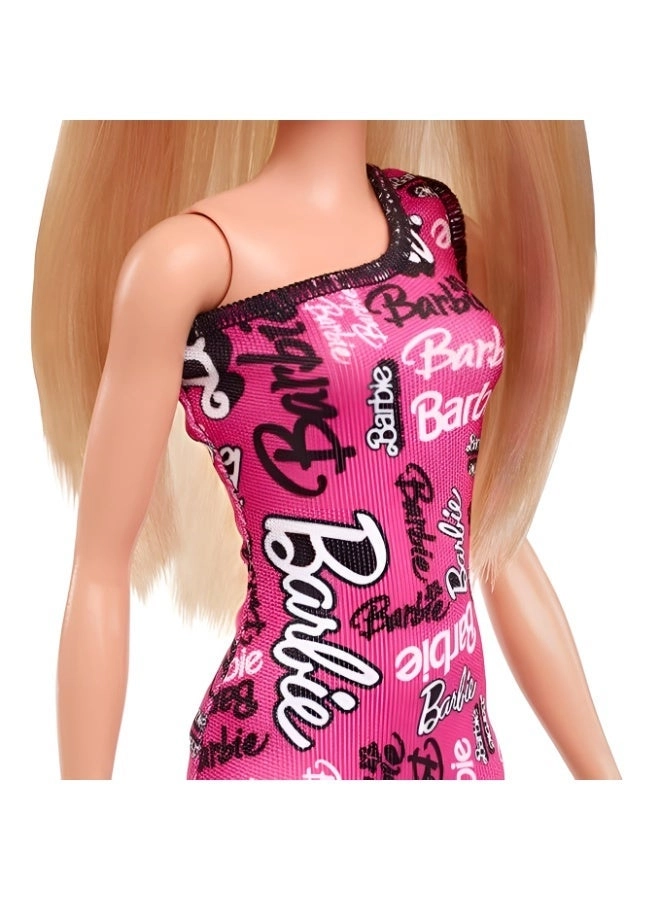 Barbie Fashion Doll - Blonde Hair Pink One-Shoulder Dress Ages 3+