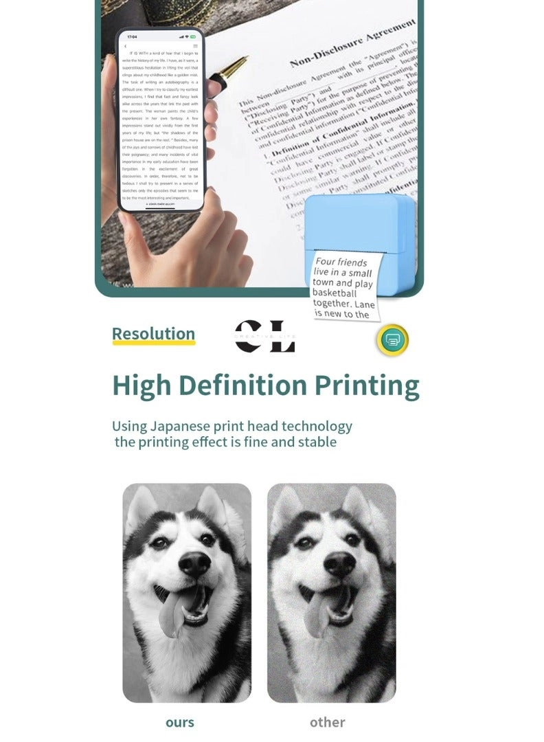 Barcode Mini Portable Printer - Inkless Direct Thermal 38 millimeter