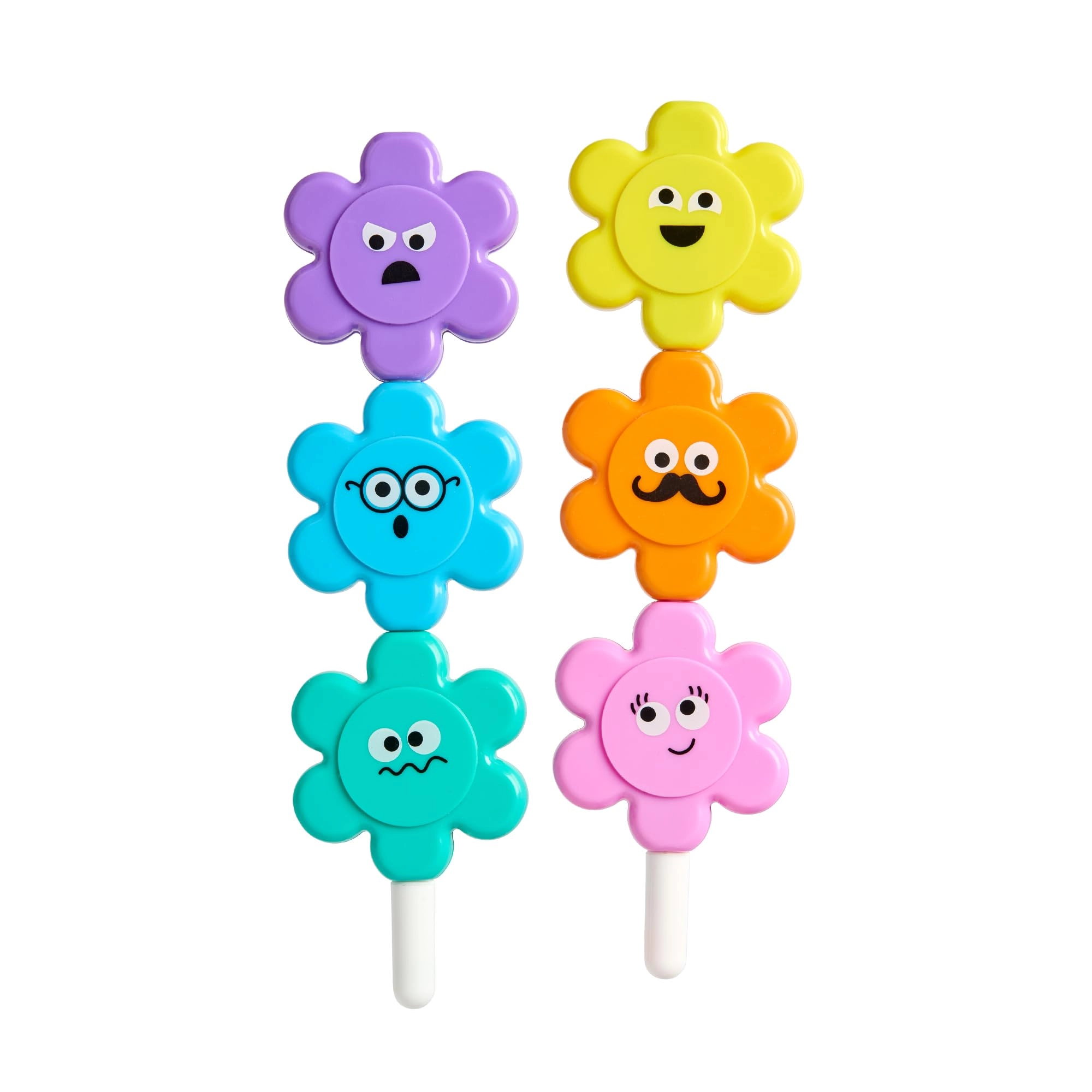 Flower Shaped Stacking Highlighters - Purple Yellow Blue Orange Turquoise Pink Chisel