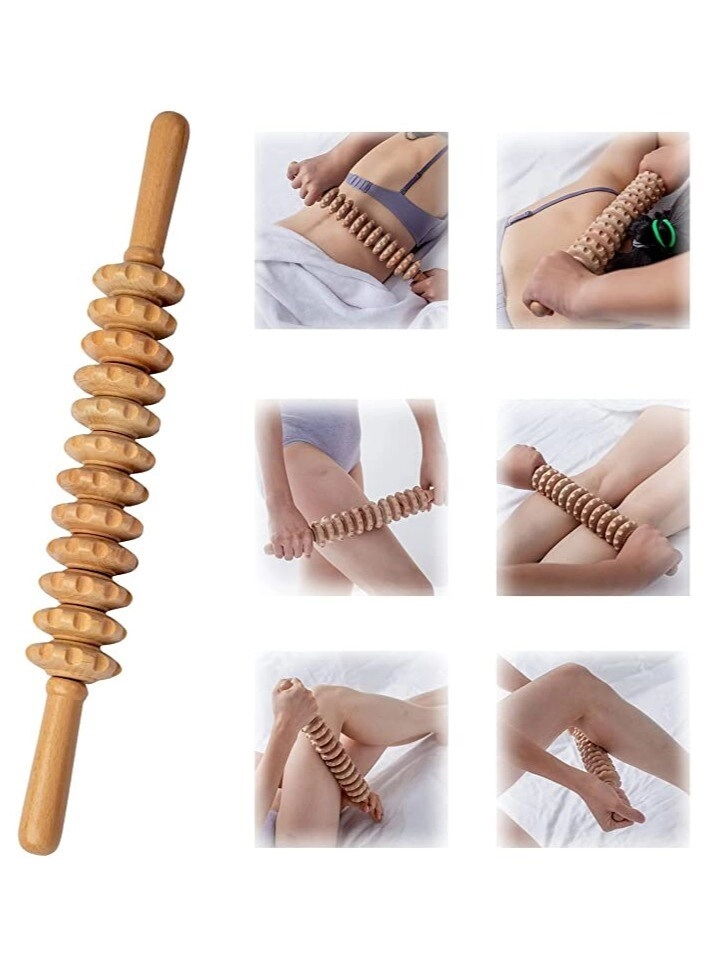 kohelia Wood Massage Stick Roller - Cellulite Lymphatic Drainage Deep Tissue