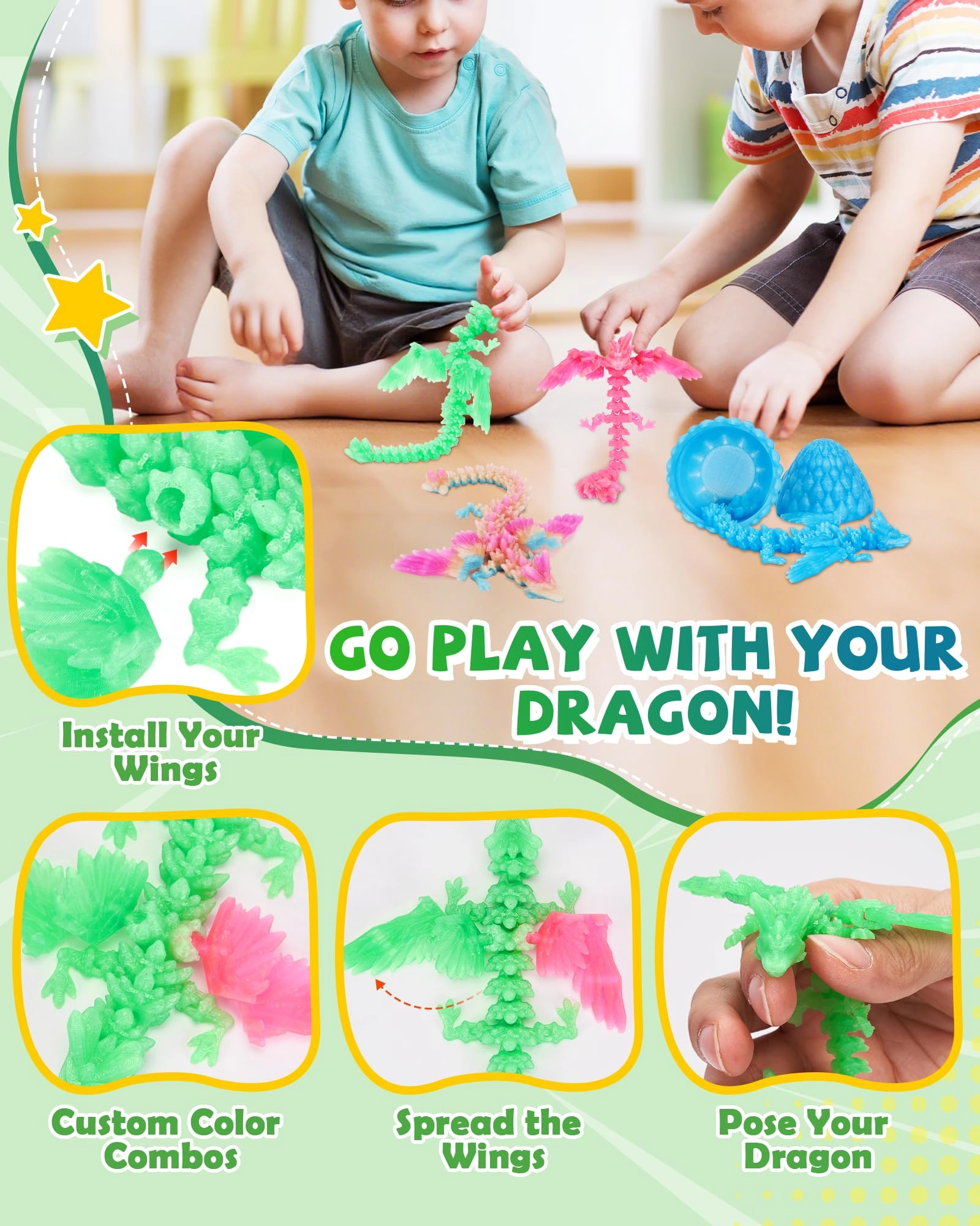 3D Printed Dragon - 4PCS Pack