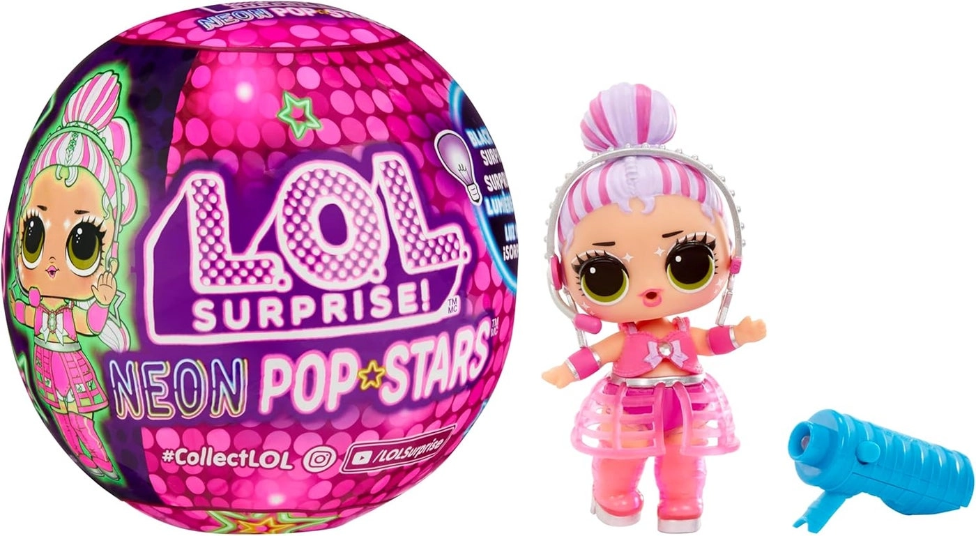 MGA Entertainment Neon Pop Stars Tots - 1 Doll UV light Ages 4+