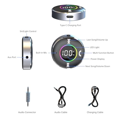 Bluetooth Receiver - Bluetooth 5.3 AUX 250mAh rechargeable battery