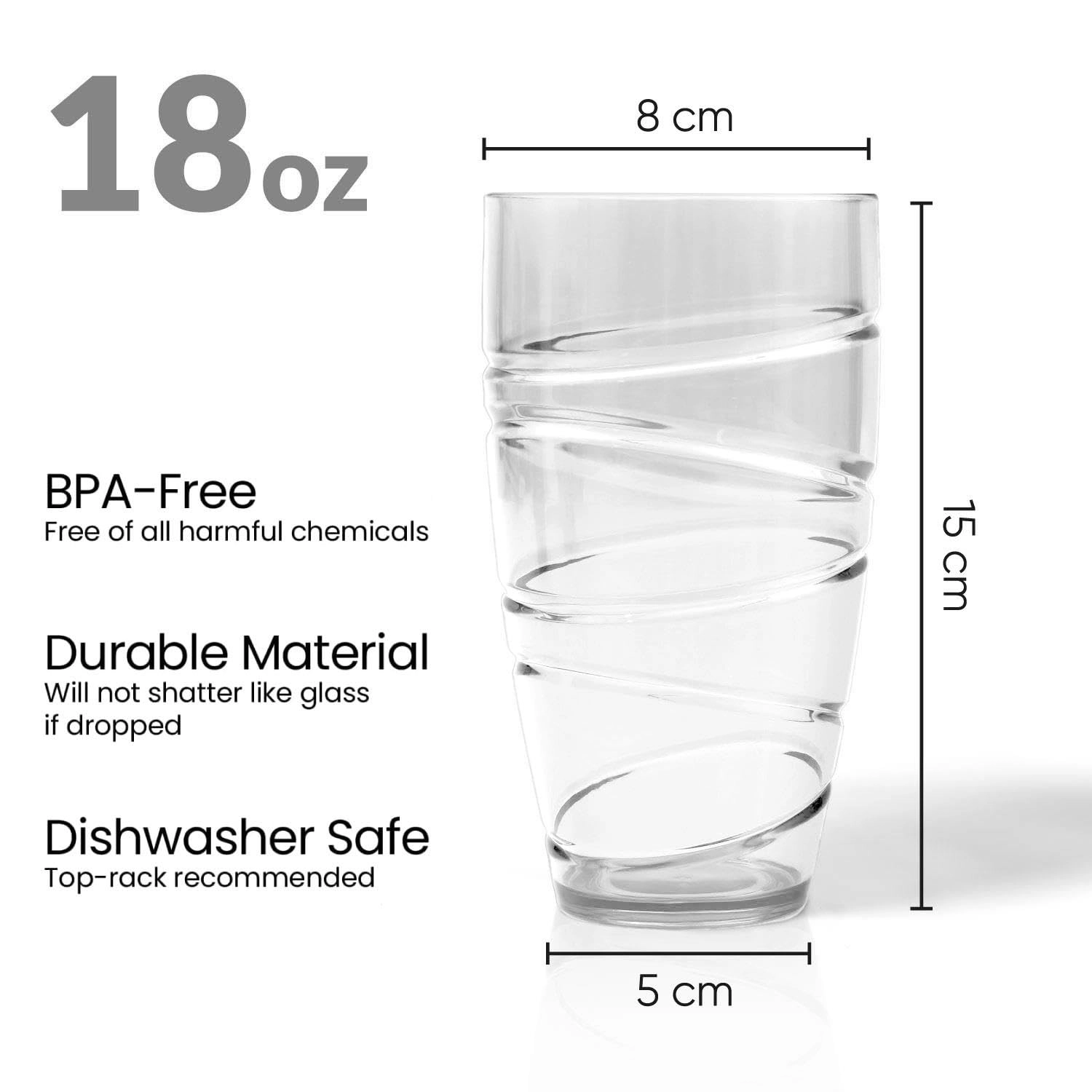 Swirl Reusable Cup - 6 pcs - Stackable - 550 ml