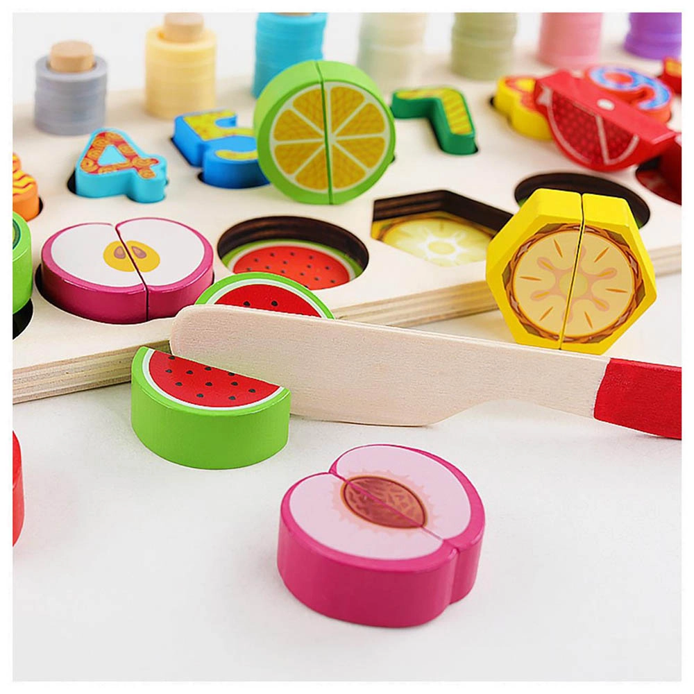 Wooden Number Fruit Shape Sorting Toy - Suitable for 3 years & above 77 pieces