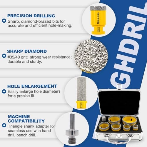 Diamond Drill Bits Kit - 8 pcs