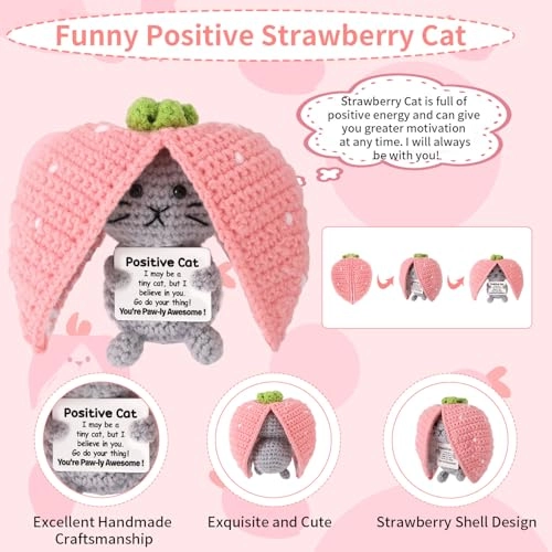 Strawberry Cat 13 cm Crochet