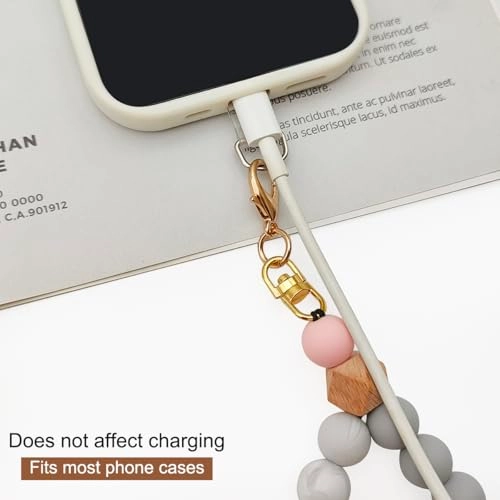 Beaded Phone Bracelet Strap - 2 Pcs Patches Black