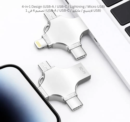 4 In 1 Usb Flash Drive - USB 3.0 USB-A USB-C Lightning Micro USB 128GB