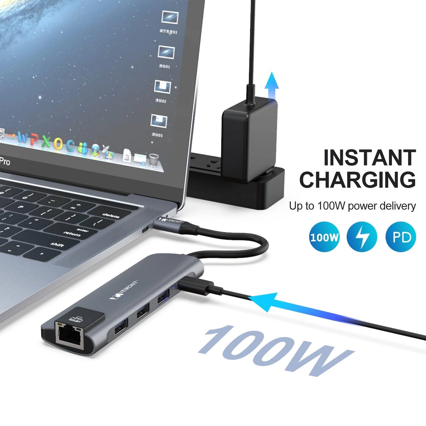 USB C hub - 5 in1 Type-c Gigabit Ethernet