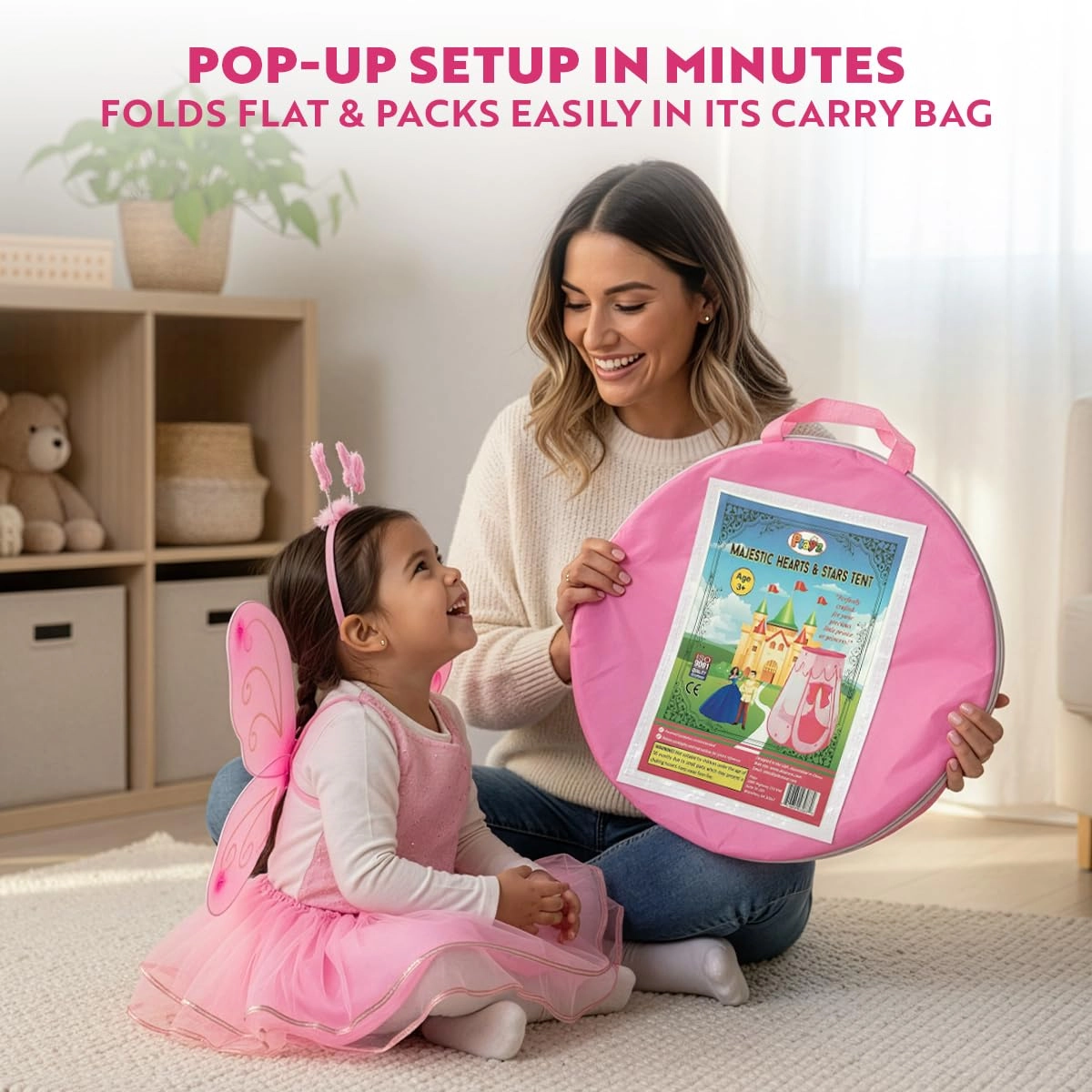 Princess Castle Pop Up Tent - Pink Foldable