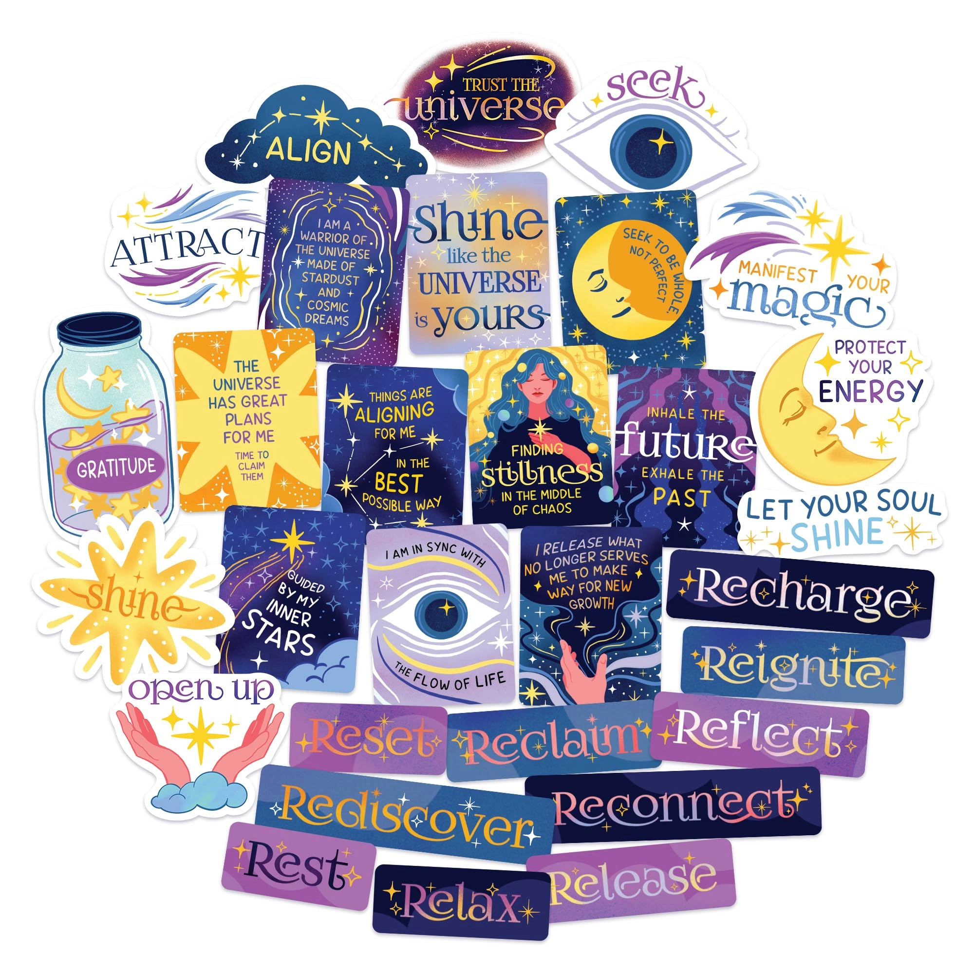 navy peony Celestial Manifest and Reclaim Sticker Book 30 pcs