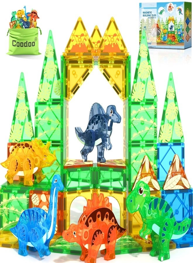 Coodoo Dinosaur Toys Magnetic Tiles - 3-5 5-7 3+ Years Old