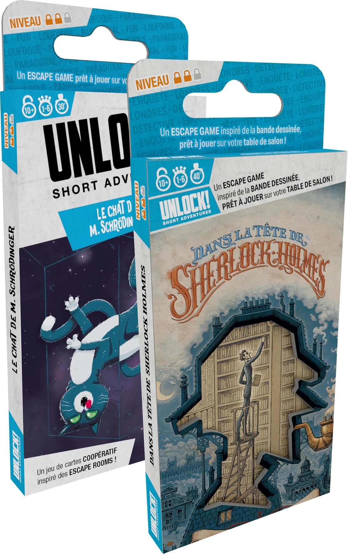 Asmodee Unlock! Short Adventure: In The Head of Sherlock Holmes + The Cat of M. Schrödinger - Card Game (French)