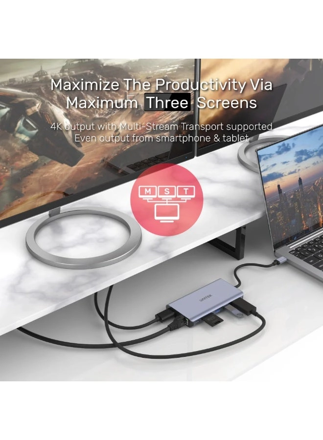 D1113A - 9-in-1 USB-C Hub 3x USB-A 5Gbps HDMI 4K@30Hz PD 100W