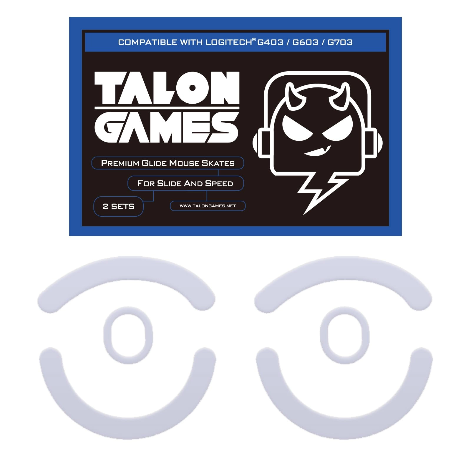 TALONGAMES Mouse Feet Skates - Compatible with G403 / G603 / G703 0.8mm Pure PTFE
