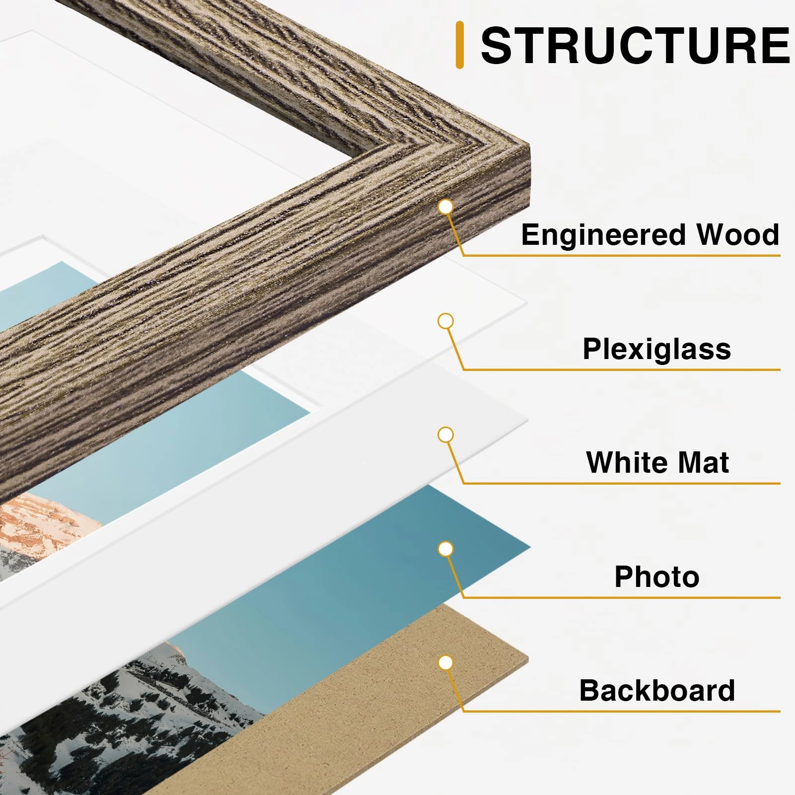 Picture Frames Set - 10 Pack Rustic Grey