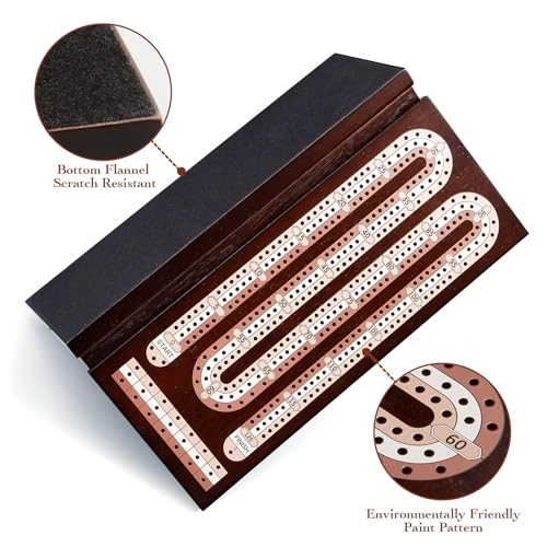 Cribbage Board - 3 Track Foldable Magnetic Lock
