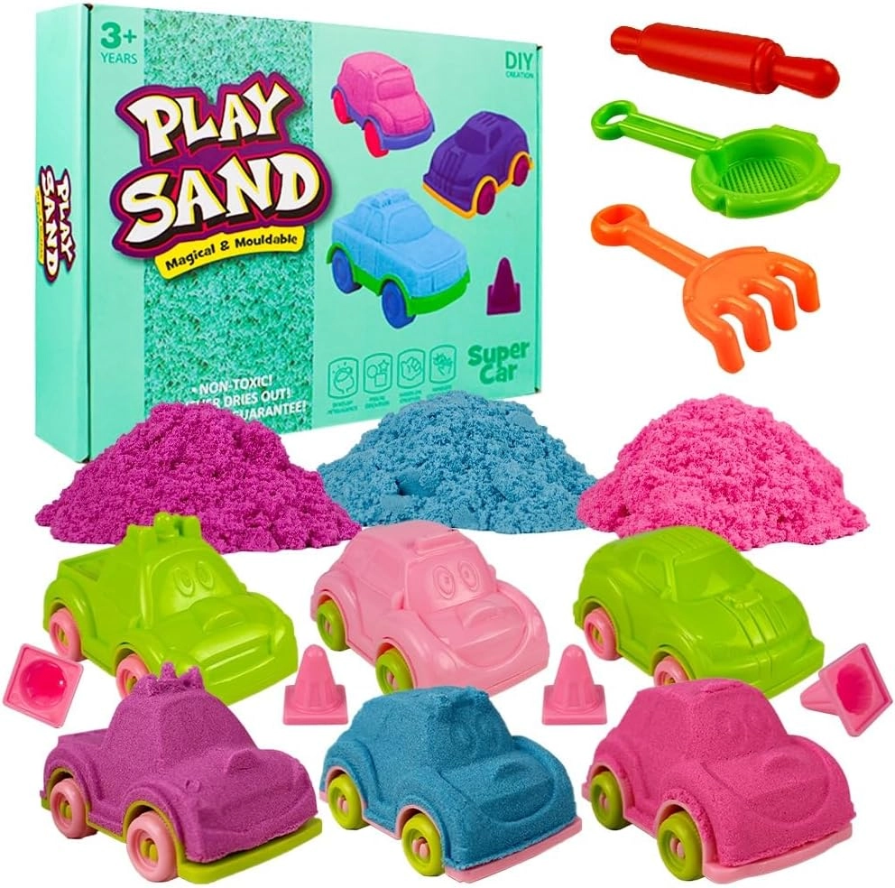 UKR Magical & Moldable Play Sand Set - 3 colors 250g Super Cars