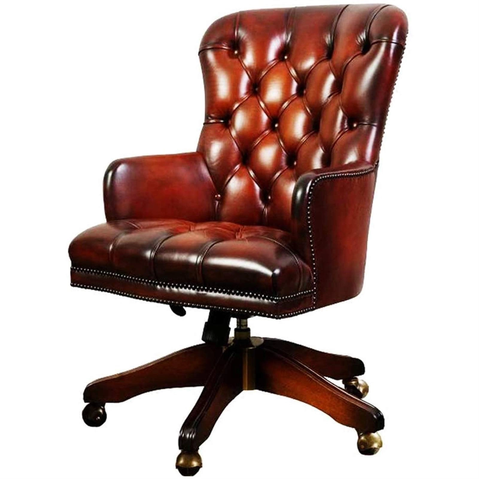 Desk Chair - PU Leather Brown High Back