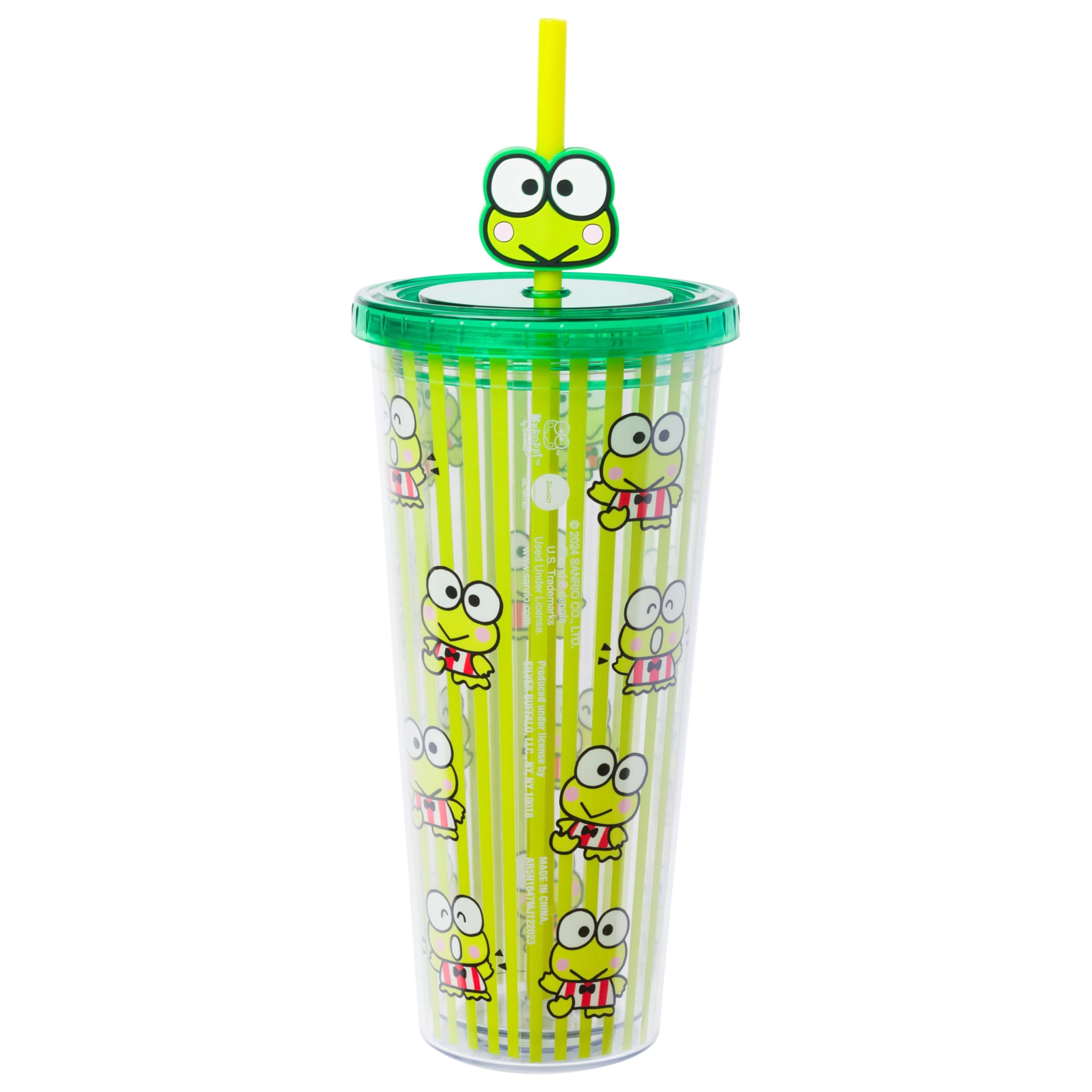 Keroppi Plastic Cold Cup - 1 pcs Lid and Straw Topper