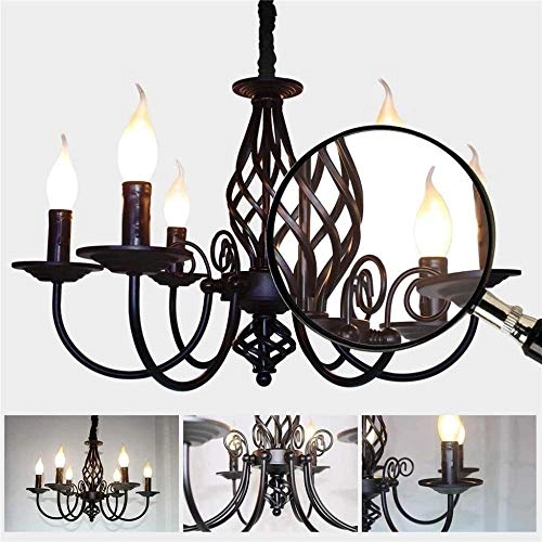 Rustic Chandelier - 6heads Black Brass