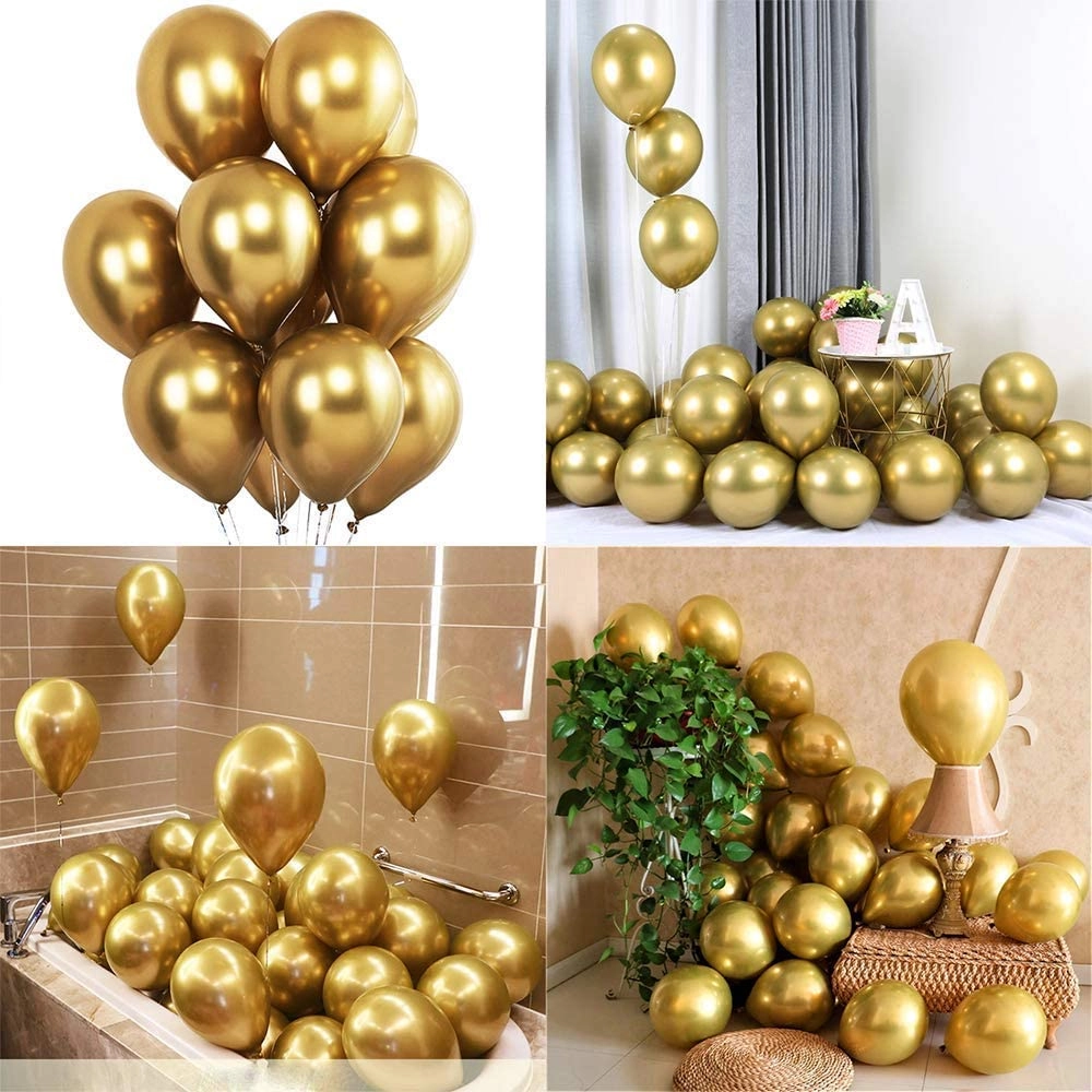 Metallic Chrome Shiny Latex Balloons - 50pcs Party Decoration