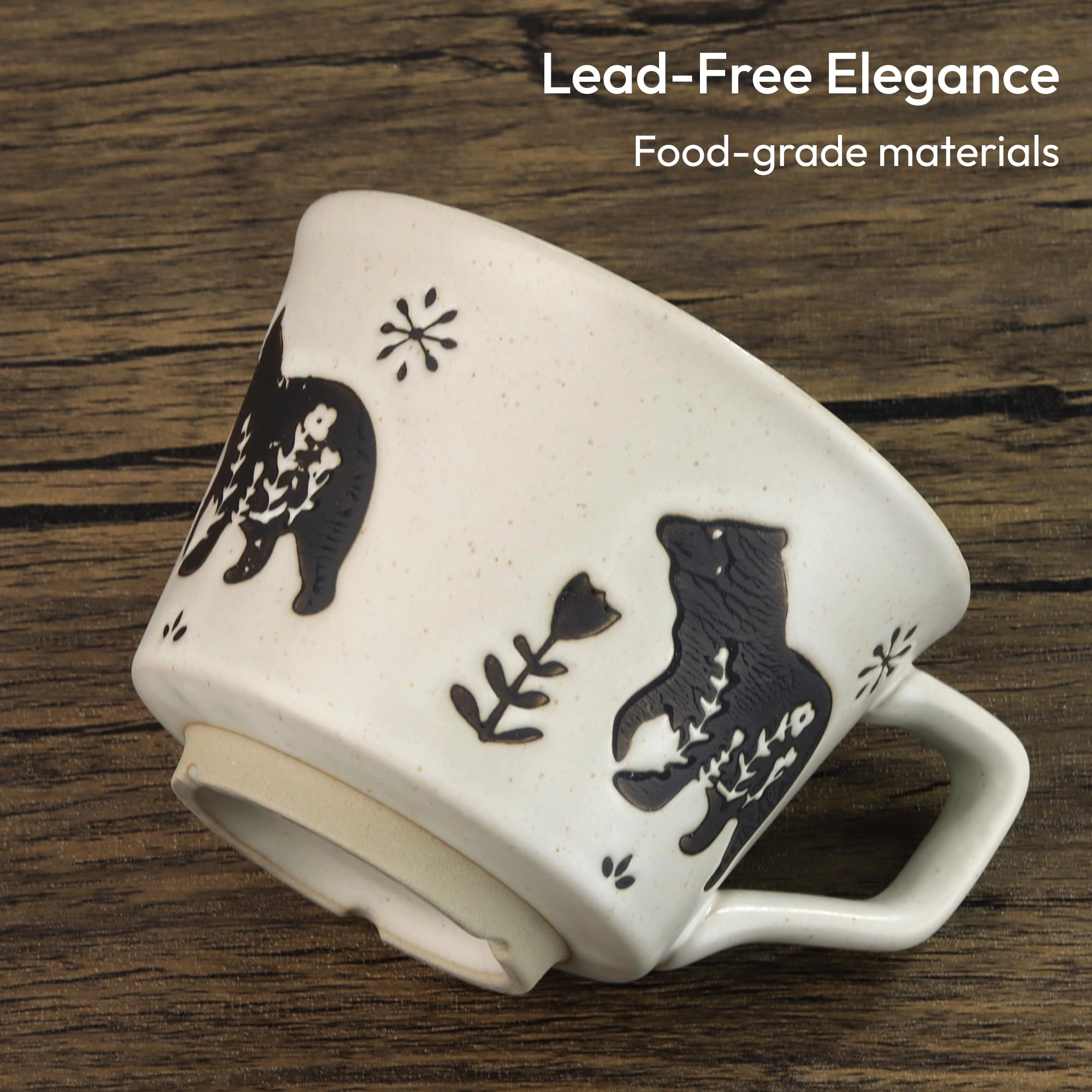 Fox and Bear Ceramic Coffee Mug - 4 pcs