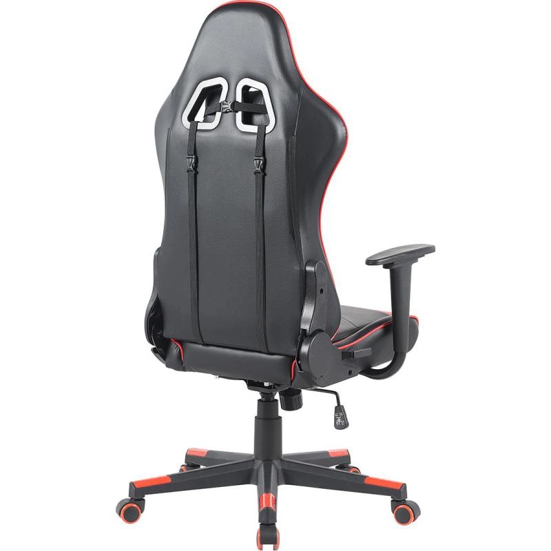 Ergonomic Highback Gaming Chair - Black/Red PU Leather Adjustable Height