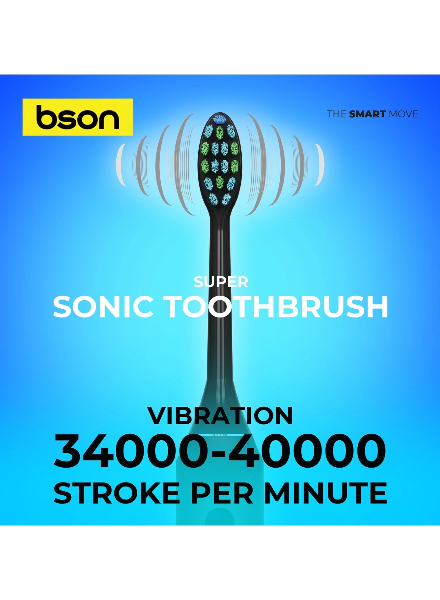 Super Sonic Toothbrush - 9X Whitening 30-Day Battery 40,000 SPM