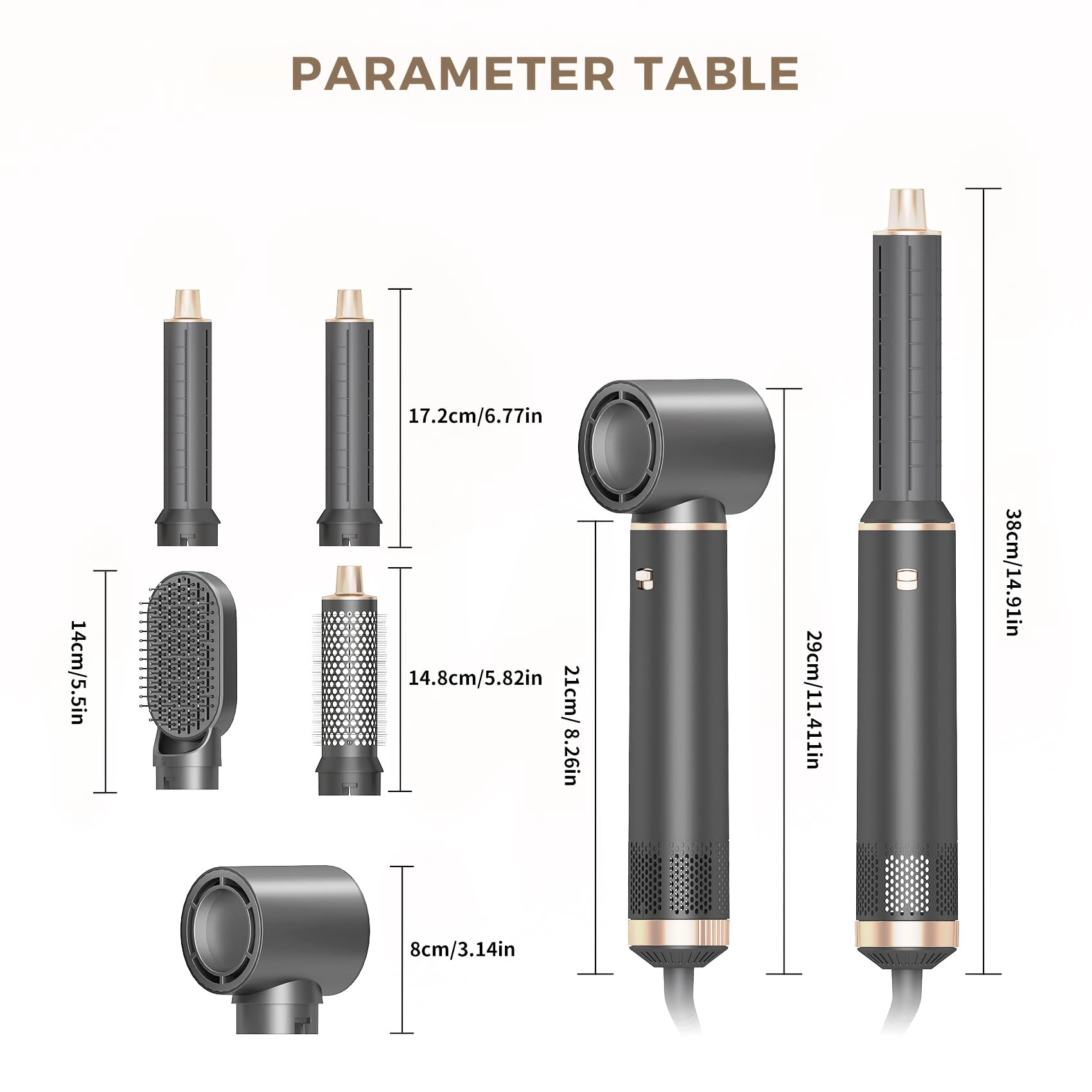 5 in 1 Hair Styler & Hot Air Brush - 800W Grey