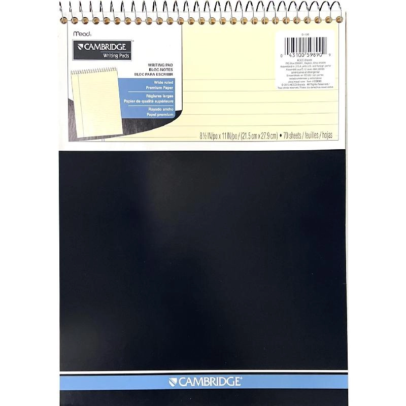 Cambridge Premium Writing Pad A4 Spiral - Lined 140 Pages