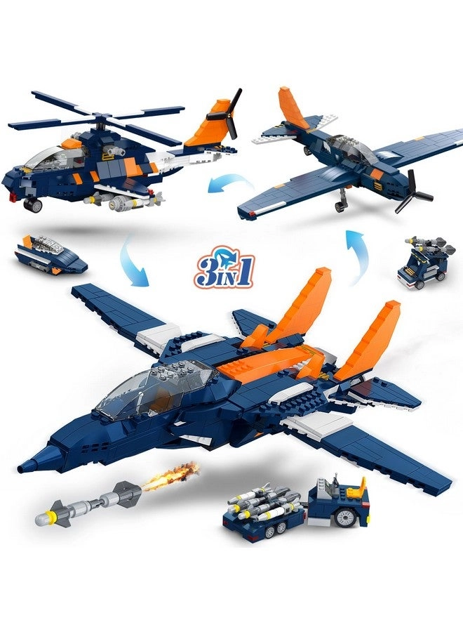 Hogokids Fighter Jet Plane + Military Propeller Aircraft Gunship + Vehicle Rocket Launcher Speedboat
