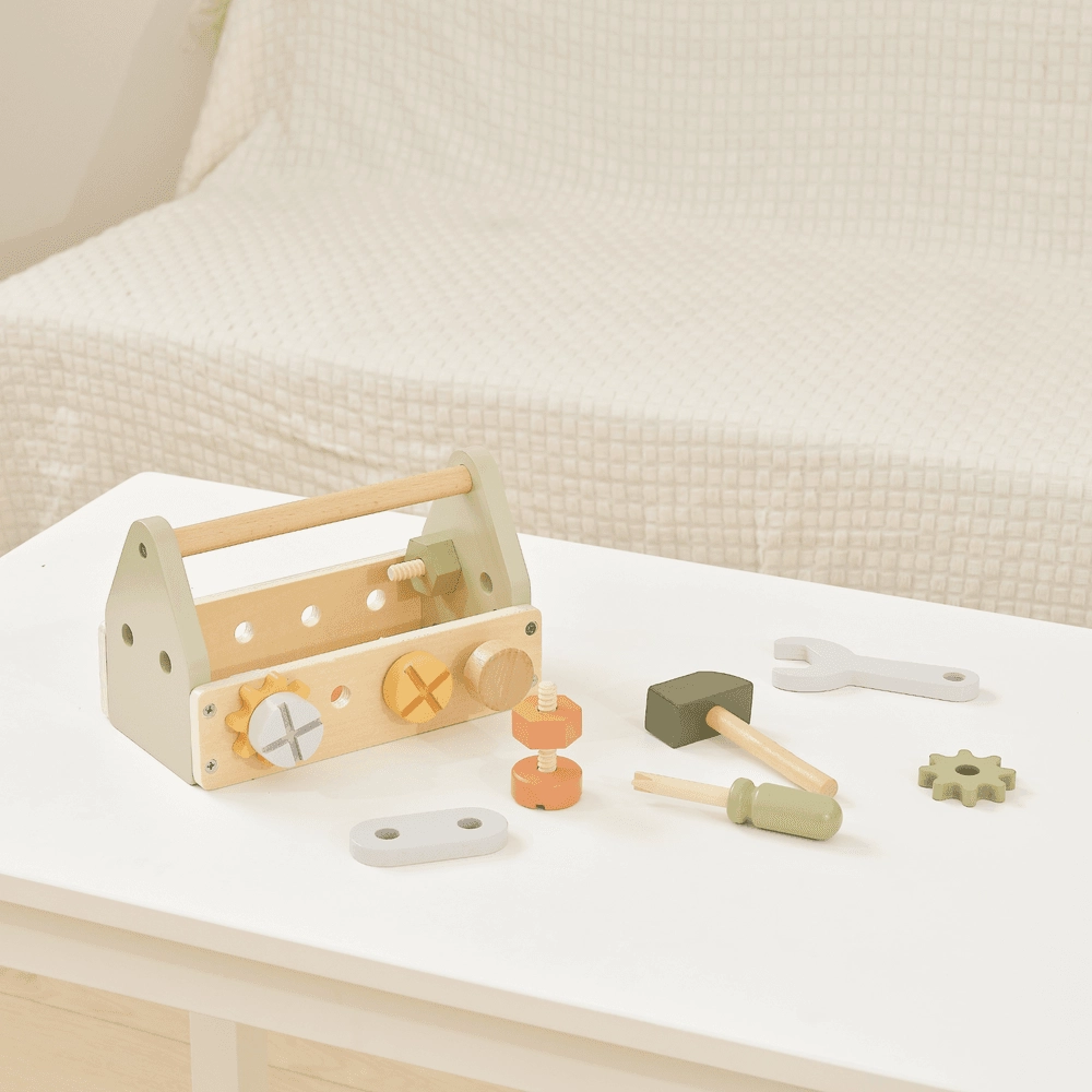 Wooden Tool Box Set - Suitable for 3 years and above 13 wooden components