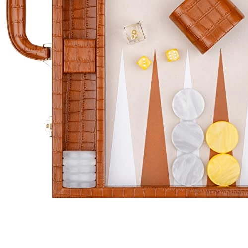 Backgammon Set - 20 inch 44mm Checkers Vegan Leather