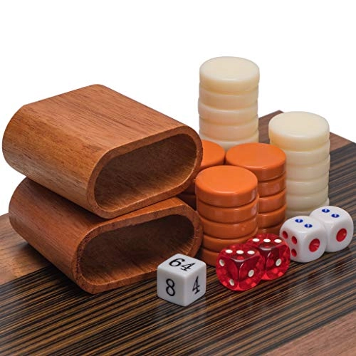 Wood Inlay Backgammon Game Set - Brown Acrylic