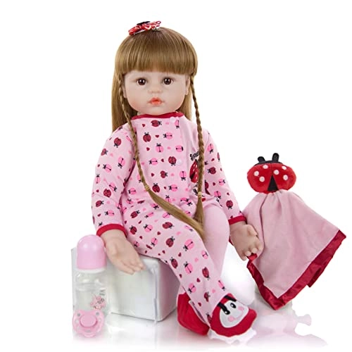 Reborn Baby Doll - 24 Inch Vinyl Cotton Body Pink Yarn Skirt Ages 3+