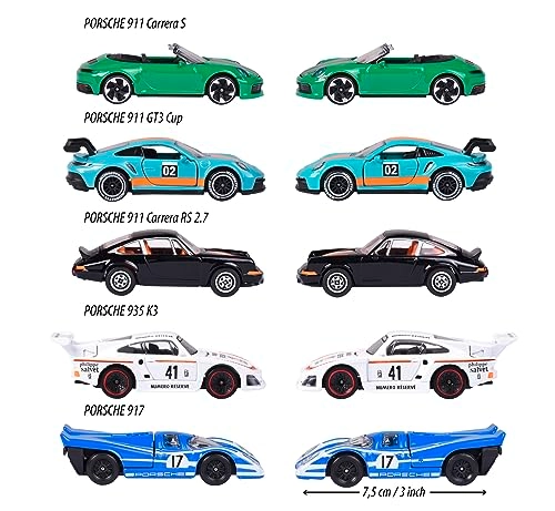 Porsche 917 + Porsche 911 Carrera RS 2.7 + Porsche 911 Carrera S Cabriolet + Porsche 935 K3 + Porsche 911 GT3 Cup (992) - 1:64 5pcs