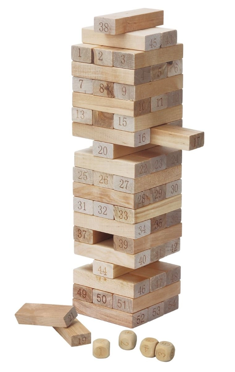 Wooden Tower Blocks - 54 pcs