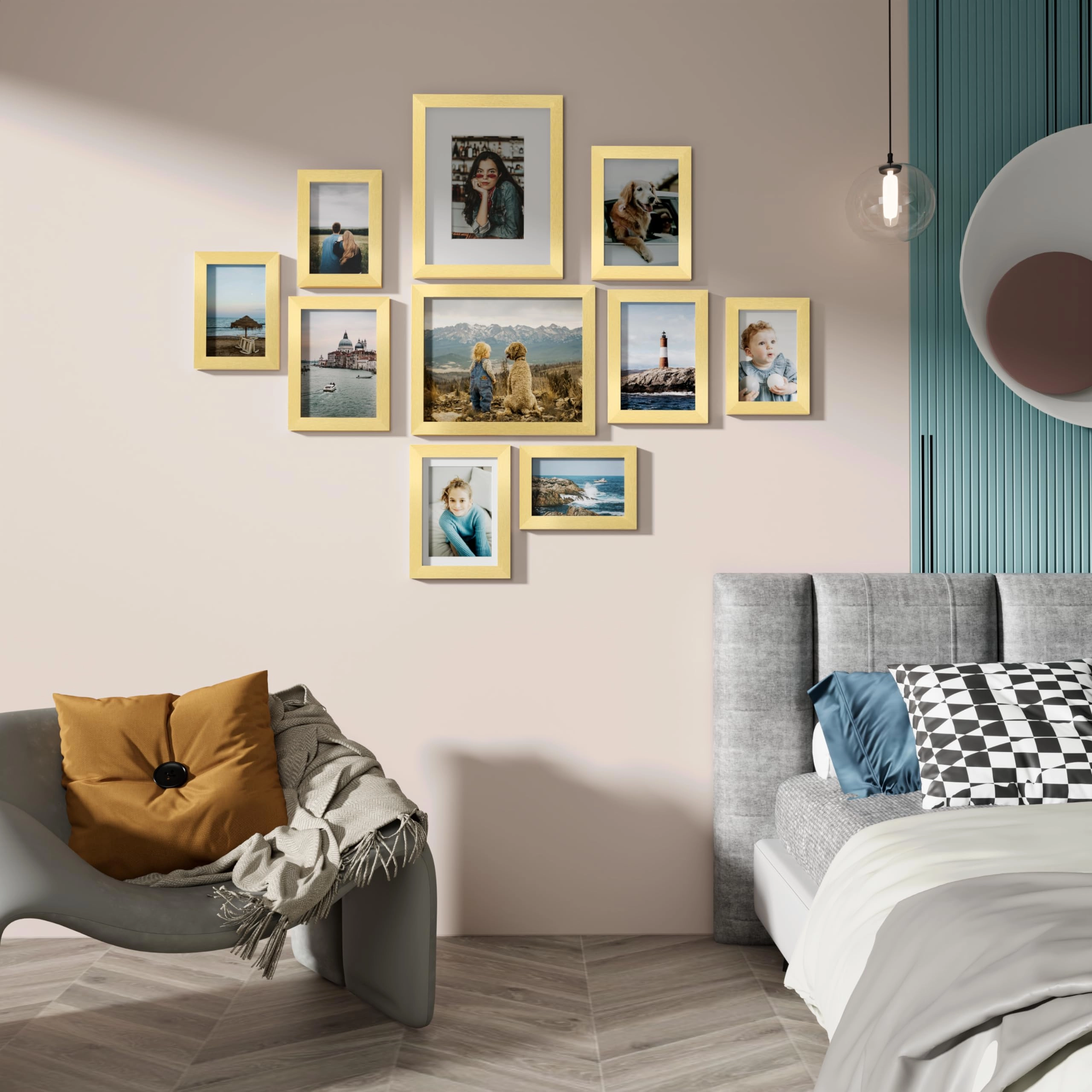 Picture Frames Set - 10 Pack Rustic Grey