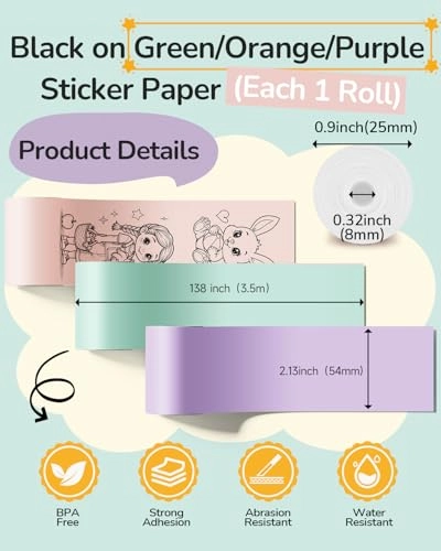Kids Camera Paper Roll Refill - 3 rolls 2.2*236 inches