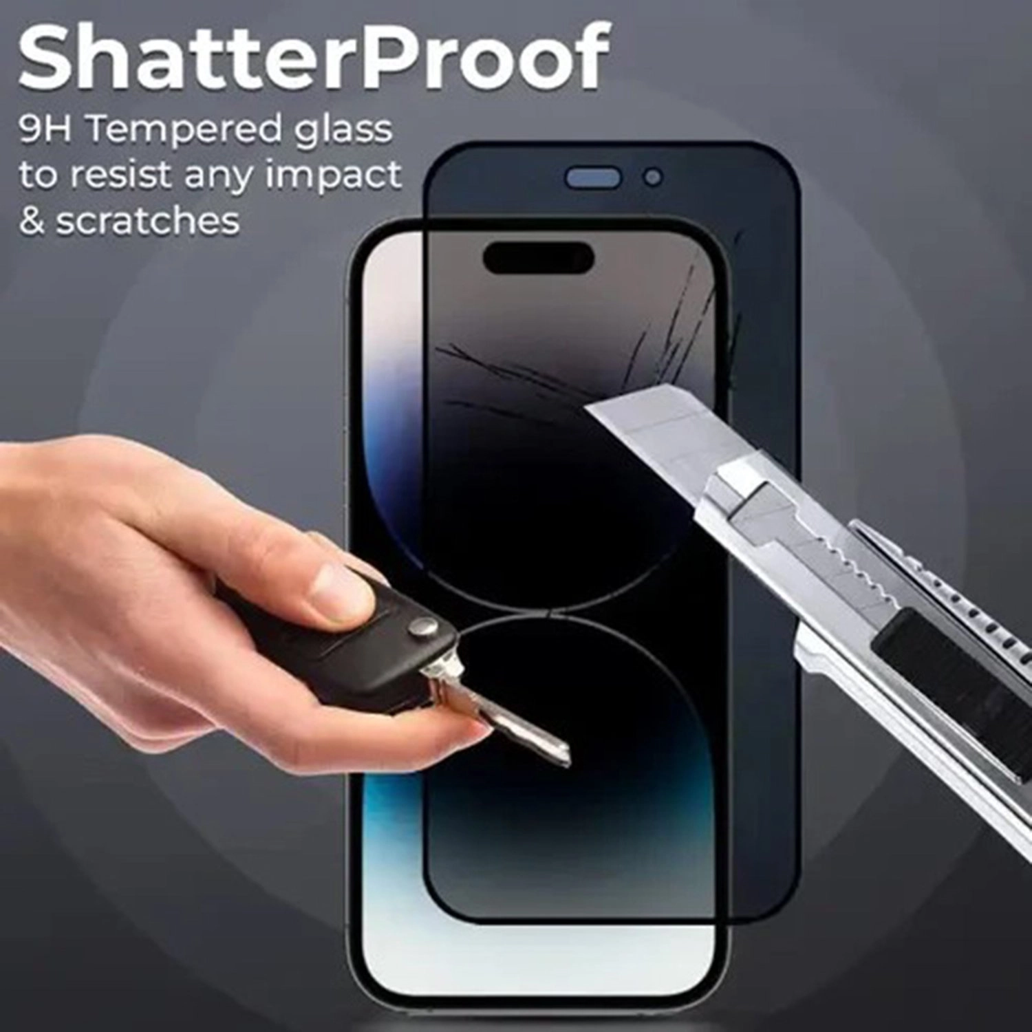 Privacy Screen Protector iPhone 16 Plus - 9H Hardness Tempered Glass