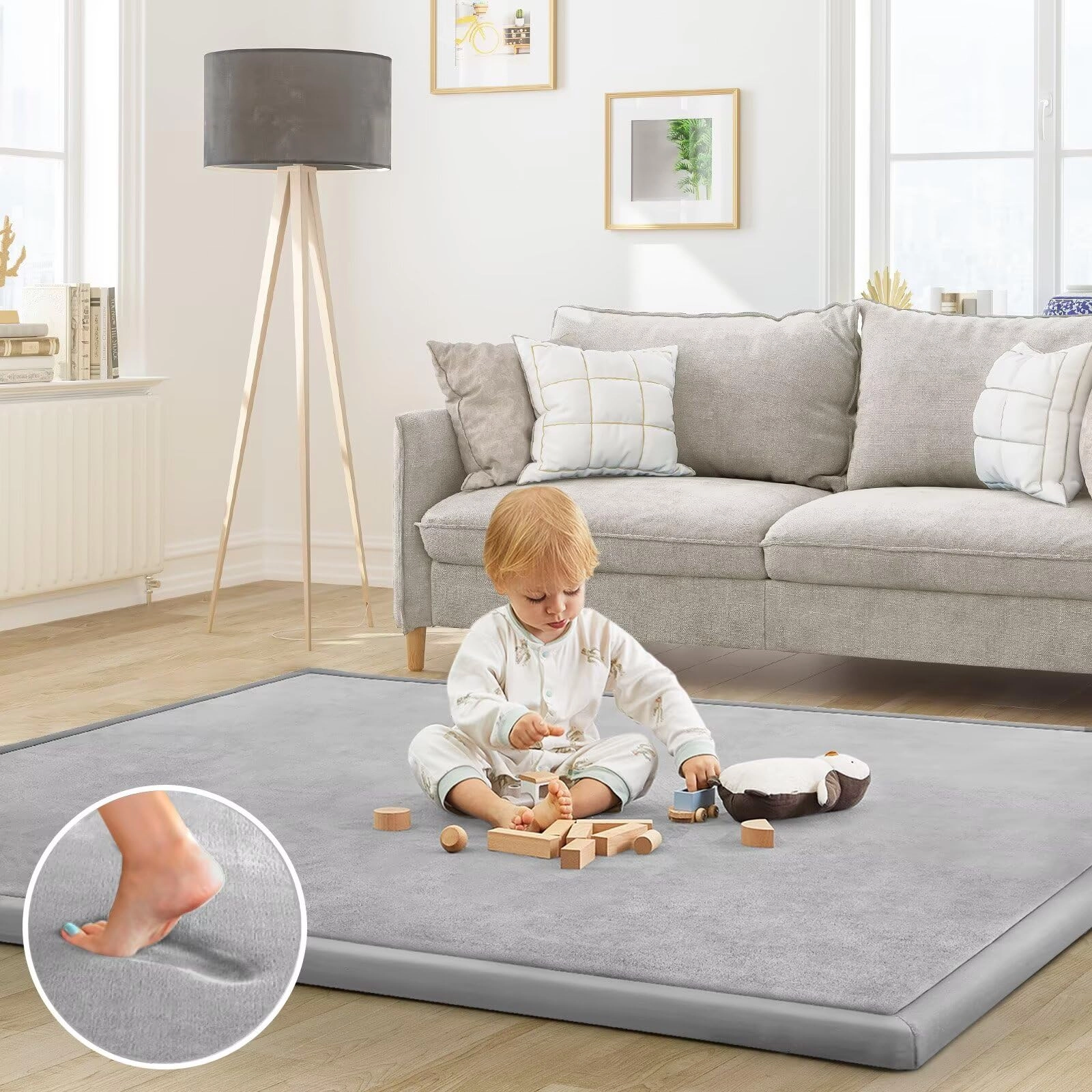 Baby Play Mat - 79"x158" 1.3" Thick Cream