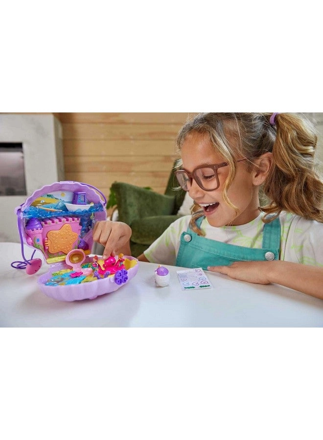 Tiny Power Seashell Purse Compact - Micro Polly and Lila Mermaid Dolls Wearable Strap Ages 4+