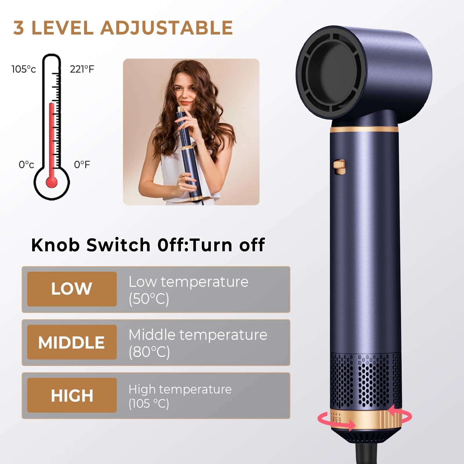 5 in 1 Blow Dryer Brush - Green Gold 800 watts