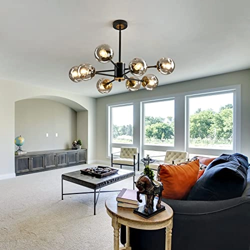 8-Light Glass Globe Sputnik Chandelier - 39.37"