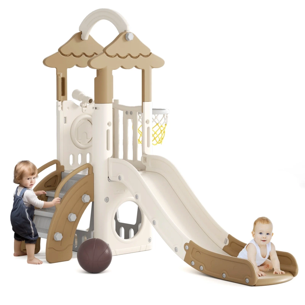 Kids Slide, Climber & Basketball Hoop - Indoor/Outdoor Suitable for 12 months+